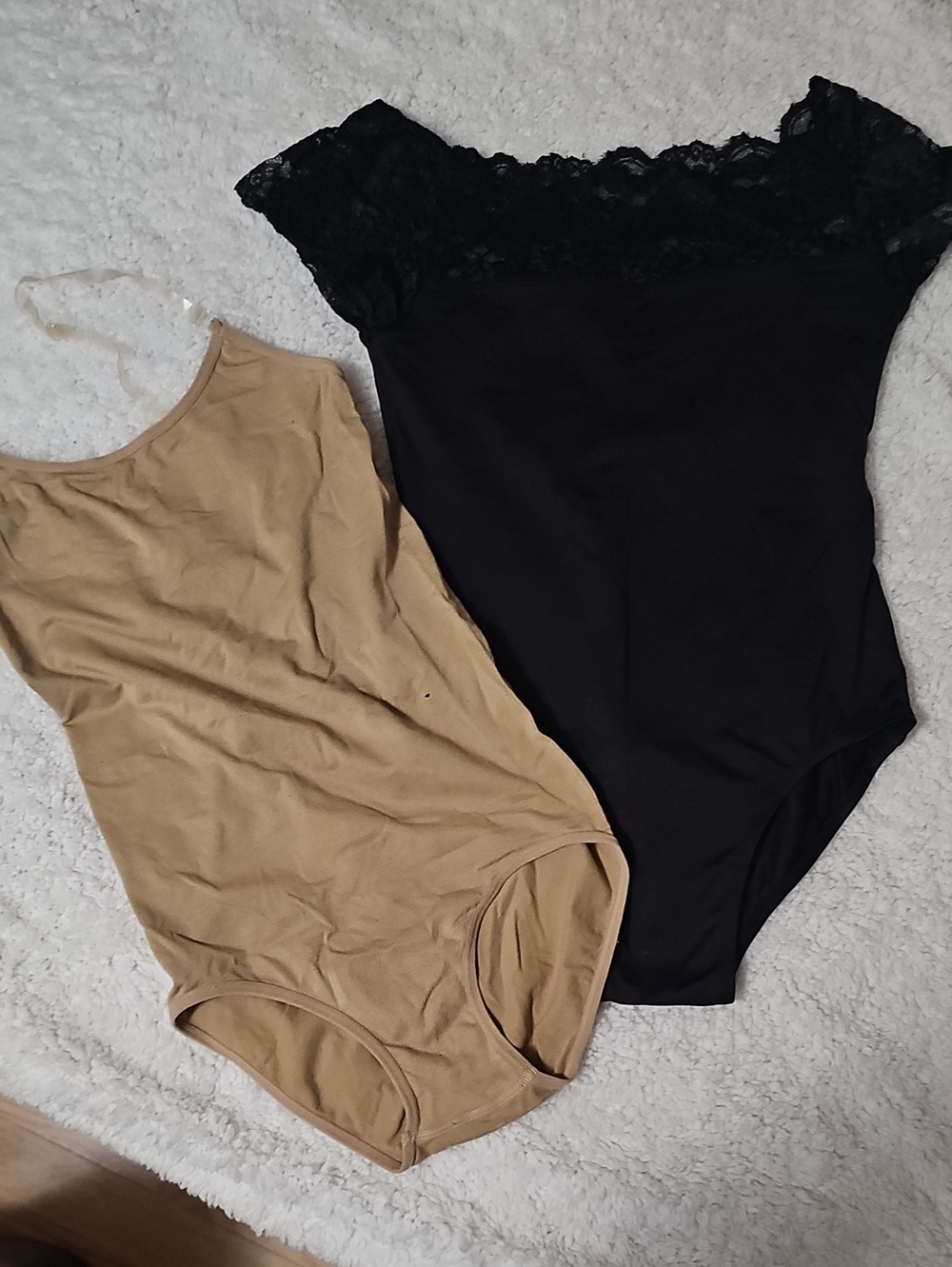 Black Lace-Trim Stretch Bodysuit — Women's Essential